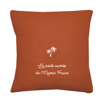 Coussin Cadeau Fête des Mères / Grand-mères personnalisé Terracotta Lin